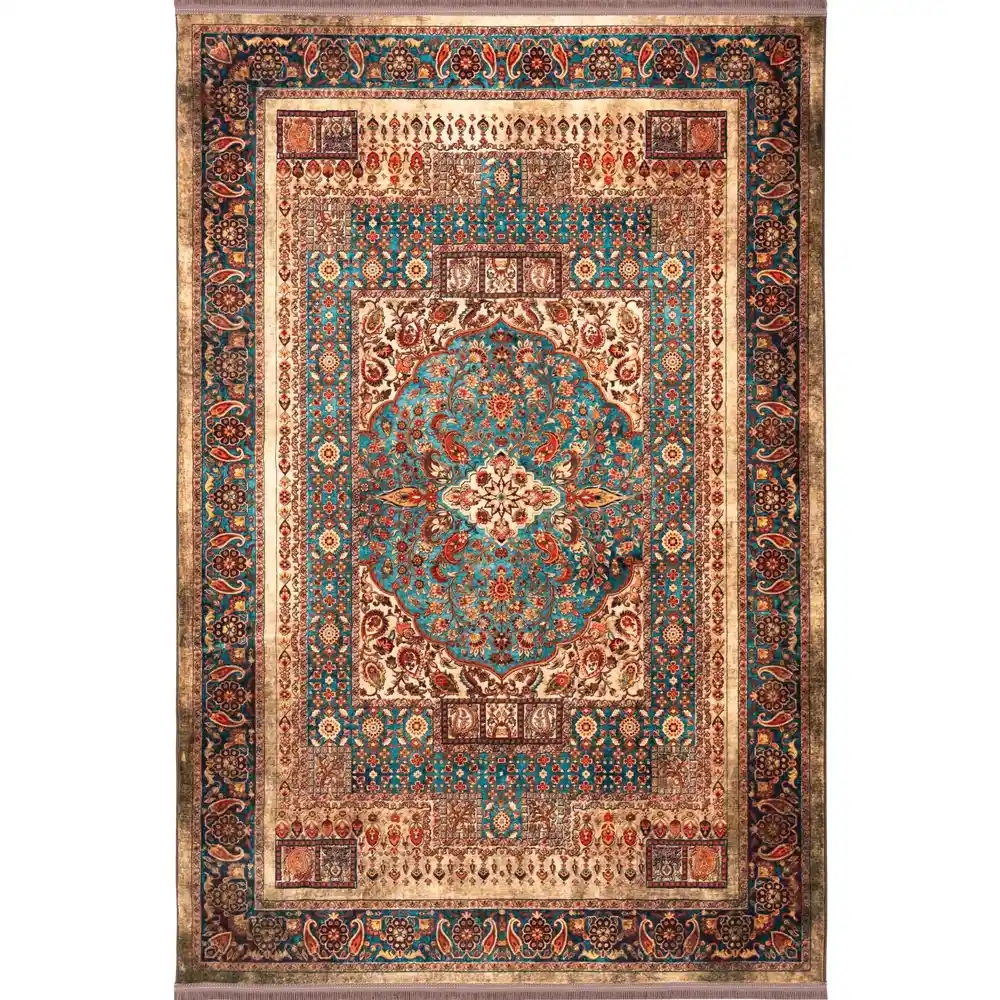 فرش ماشینی هلنا 25nh0010 خاکی معادل 77 رج دستبافت